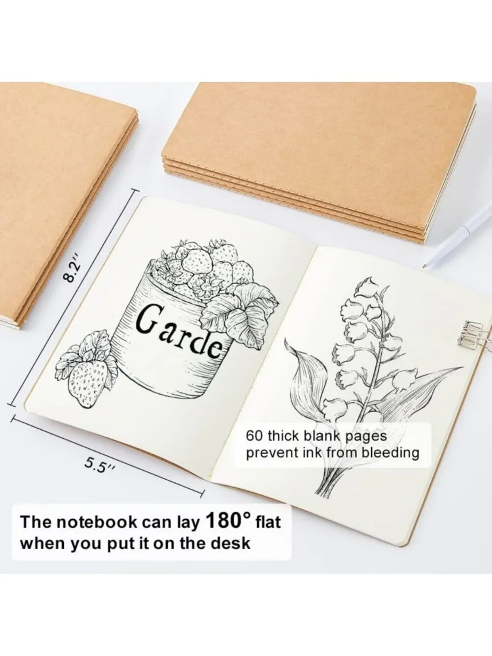 15 Pack Blank Kraft Notebooks - Unlined Sketchbooks for Travel, Journaling